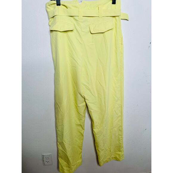 SIMON MILLER Butter Yellow Paper-Bag Waist Casual Galen Fitted Pants Size Large - Picture 4 of 16